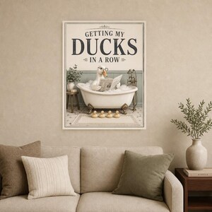 Funny Duck Bathroom Wall Art Print | Getting My Ducks In A Row Poster | Vintage Bathroom Wall Decor image 9