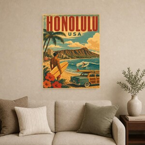 Honolulu Travel Poster | Vintage Hawaii Print | USA Wall Art | Printed & Shipped image 9