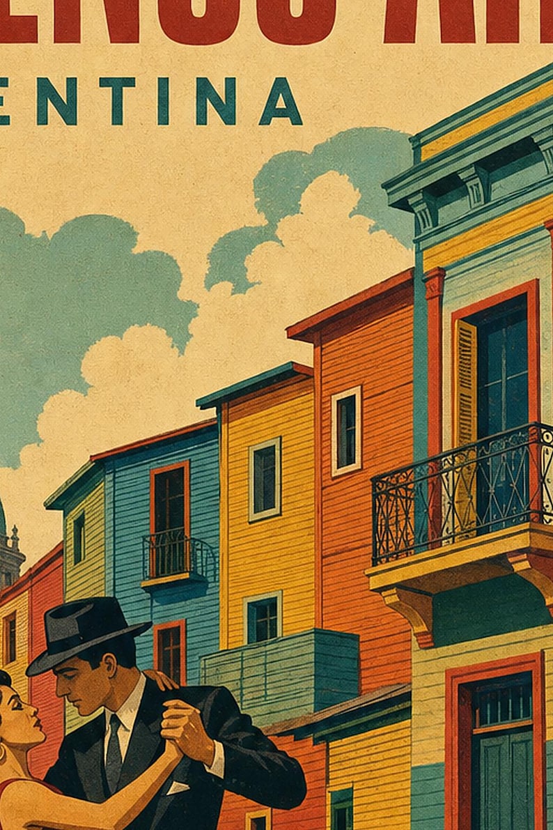 Buenos Aires Travel Poster | Vintage Caminito Print | Argentina Wall Art | Printed & Shipped image 3