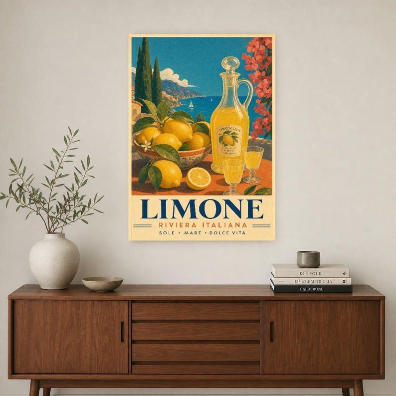 Italian Lemons Wall Art Print | Limoncello Kitchen Print | Amalfi Lemon Poster | Vintage Dolce Vita Decor | Mediterranean Citrus Art image 2