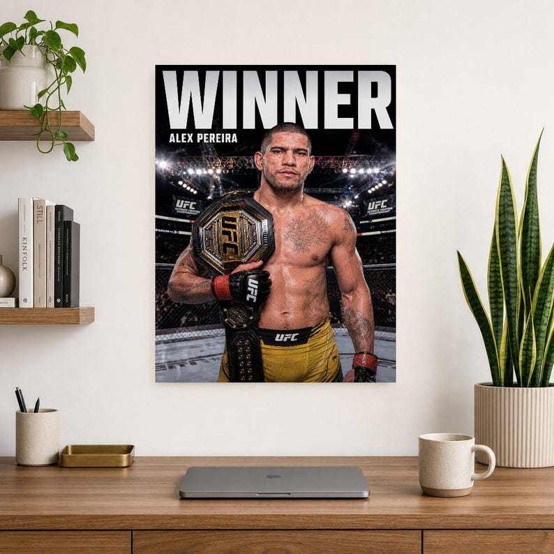 Alex Pereira Champion Poster | UFC Heavyweight Belt MMA Wall Art Print | Fight Night Decor image 8