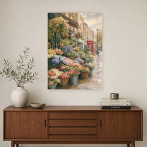 London Flower Market Poster | Soft Painting England Wall Art | Floral Travel Print | Printed & Shipped image 2