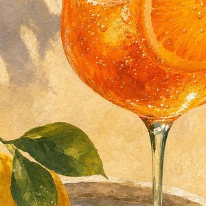 Orange Spritz Lemon Wall Art | Bright Aperitivo Food Still Life Poster | Kitchen Wall Art Print | Bar Cart Decor image 3