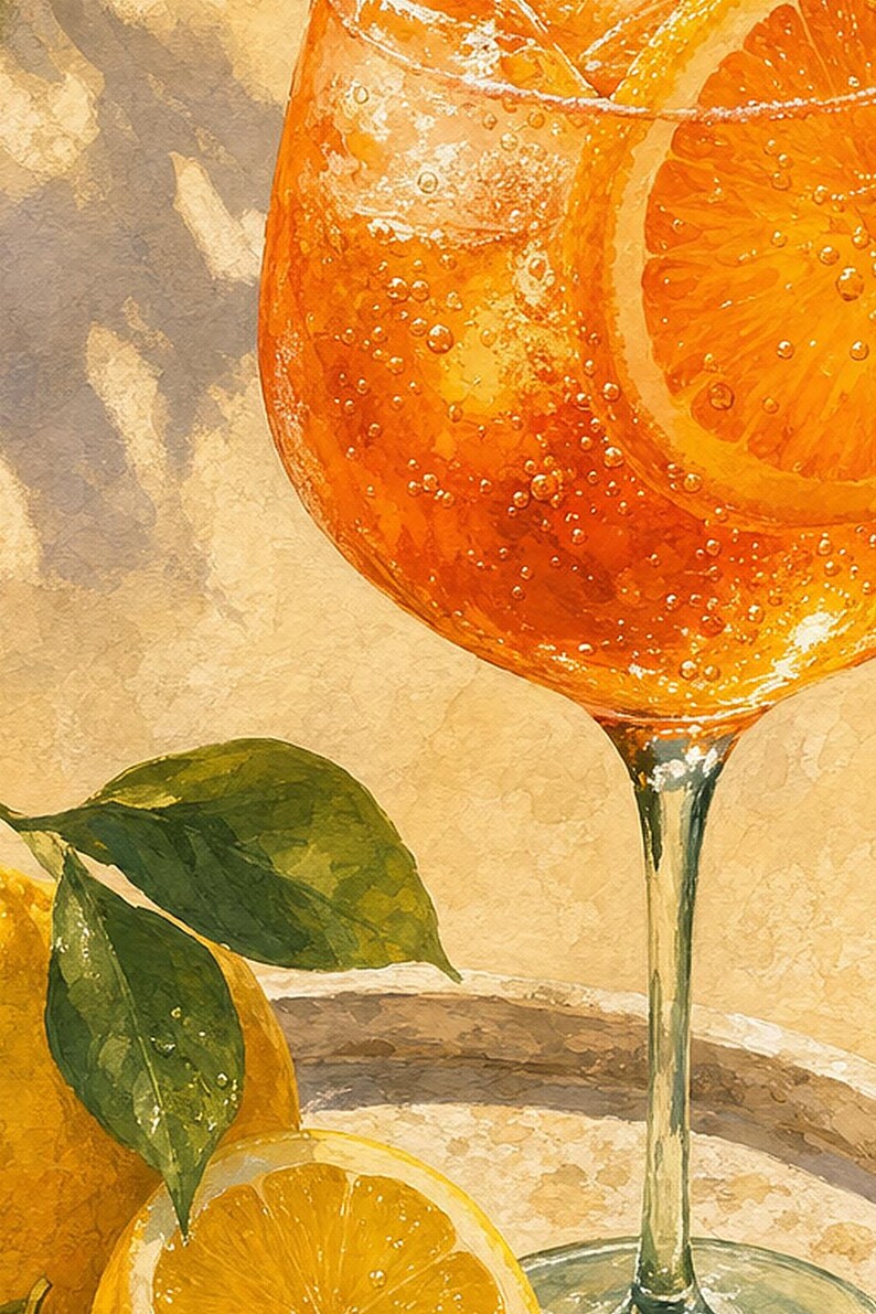 Orange Spritz Lemon Wall Art | Bright Aperitivo Food Still Life Poster | Kitchen Wall Art Print | Bar Cart Decor image 3