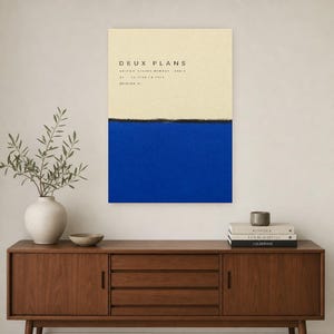 Two Plans | Abstract Wall Art | Modern Gallery Poster | Cobalt and Black Minimalist Print | Printed & Shipped image 2