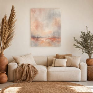 Dusty Rose Abstract Wall Art Print | Terracotta Color Field Print | Clay Pink Watercolor Poster | Boho Minimalist Living Room Decor image 7