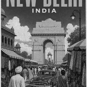 New Delhi Travel Poster | Vintage India Gate Print | Indian Wall Art | Printed & Shipped image 10