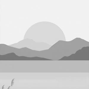 Cuadro decorativo de atardecer en la montaña verde salvia | Póster minimalista de paisaje zen | Lámina para salón con ambiente tranquilo y natural imagen 10