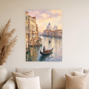 Venice Travel Poster | Soft Painting Italy Wall Art | Grand Canal Gondola Coastal Print | Printed & Shipped image 7