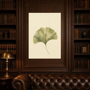 Sage Green Japandi Wall Art Print | Neutral Gallery Wall Set | Minimal Ginkgo Leaf Wabi Sabi Print image 5