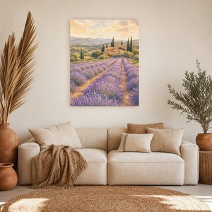 Provence Lavender Poster | Soft Painting France Wall Art | Lavender Fields Landscape Print | Printed & Shipped image 7