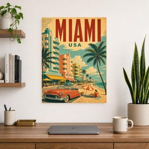 Miami Travel Poster | Vintage Art Deco Print | USA Wall Art | Printed & Shipped image 8