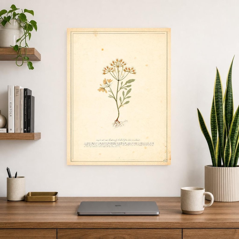 Sepia Vintage Botanical Wall Art | Antique Herbal Engraving Poster | Cottagecore Specimen Print image 8