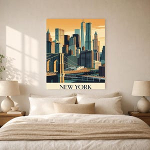 New York Vintage Reiseposter | Retro-USA-Stadt-Kunstdruck | Wanddekoration als Geschenk zur Wohnungserwärmung Bild 9