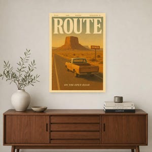 Routeretro-poster | Vintage jaren '70 kunst aan de muur afdrukken | Esthetische tijdschriftafdruk | Halverwege de eeuw retro decor cadeau afbeelding 3