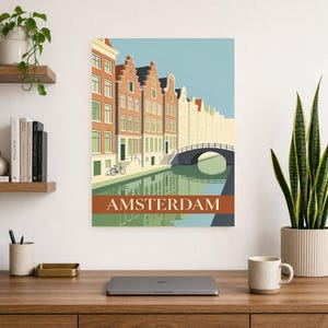 Amsterdam Vintage Travel Poster | Retro Netherlands City Art Print | Housewarming Gift Wall Decor image 13
