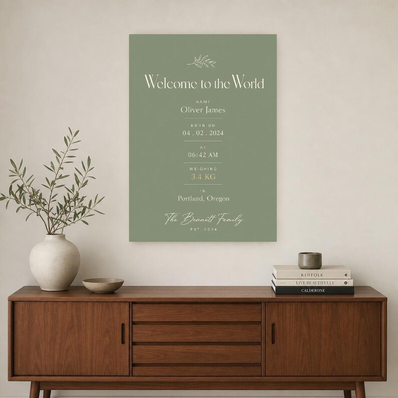 Welcome to the World Baby Wall Art Print | Personalized Birth Stats Print | New Baby Nursery Poster | Custom Birth Announcement Gift image 2
