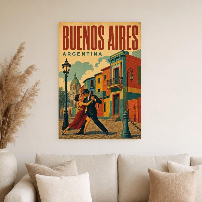 Buenos Aires Travel Poster | Vintage Caminito Print | Argentina Wall Art | Printed & Shipped image 4