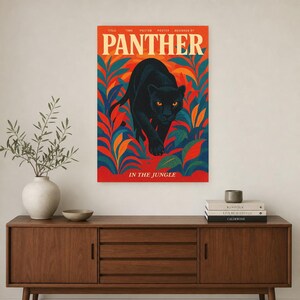 Panther Retro Poster | Vintage 70s Wall Art Print | Aesthetic Magazine Print | Mid Century Retro Decor Gift image 3