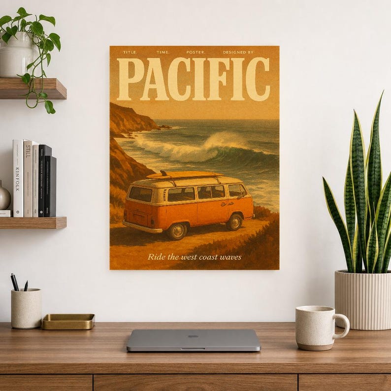 Pacific Retro Poster | Vintage 70s Wall Art Print | Aesthetic Magazine Print | Mid Century Retro Decor Gift image 10
