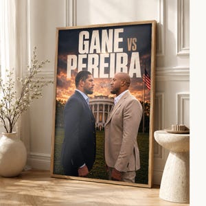 Póster Gane vs Pereira | Noche de pelea en la Casa Blanca de UFC 2026 | Impresión de arte de pared cara a cara de MMA ? Decoración de lucha imagen 1