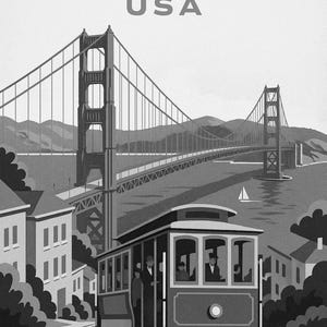 San Francisco Travel Poster | Vintage 1950s Golden Gate Print | Retro California Wall Art Print | Mid Century City Decor image 10