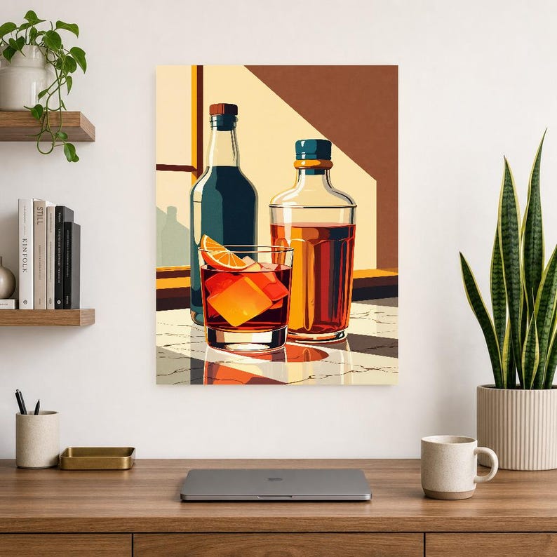 Negroni Cocktail Wall Art | Retro Bar Cart Poster | Vintage Aperitivo Kitchen Print image 7