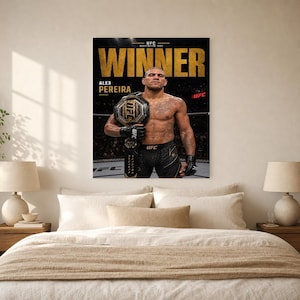 Alex Pereira Champion Poster | UFC Gold Belt MMA Wall Art Print | Heavyweight Fight Night Decor image 6
