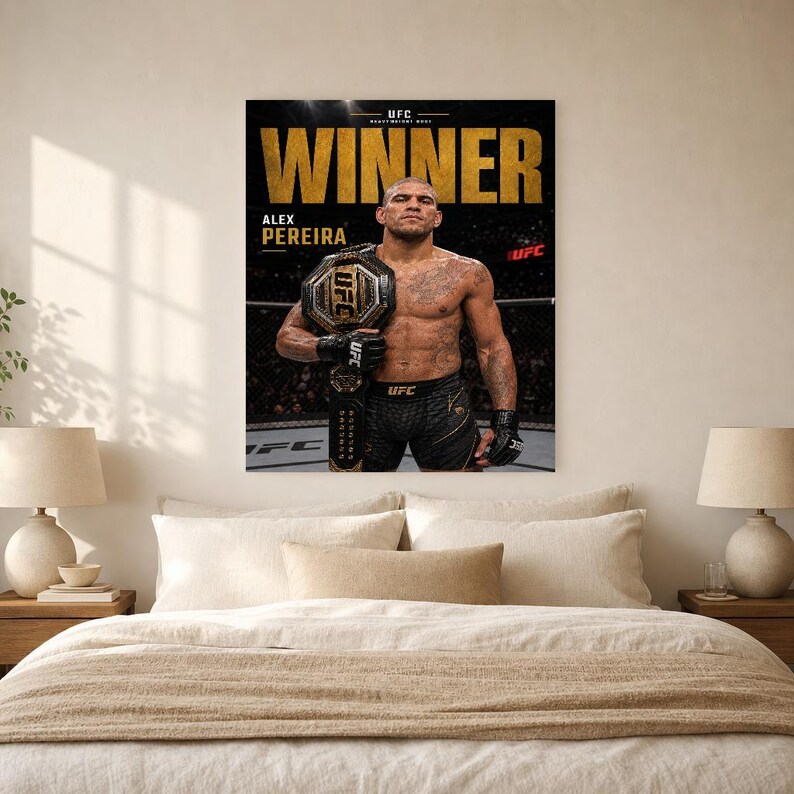Alex Pereira Champion Poster | UFC Gold Belt MMA Wall Art Print | Heavyweight Fight Night Decor image 6