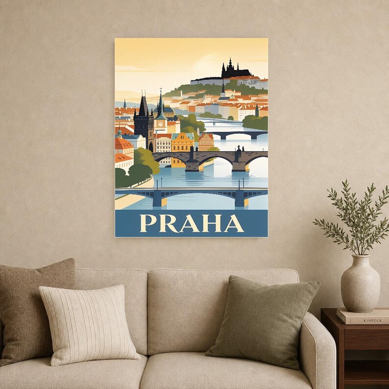 Póster de viaje vintage de Praga | Impresión de arte retro de la ciudad checa ? Decoración de pared de regalo de inauguración de la casa imagen 15