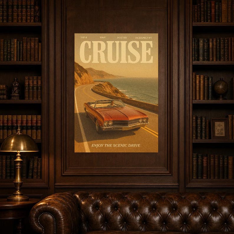 Cartel retro de crucero | Impresión de arte de pared vintage de los años 70 | Impresión de revista estética ? Regalo de decoración retro de imagen 7