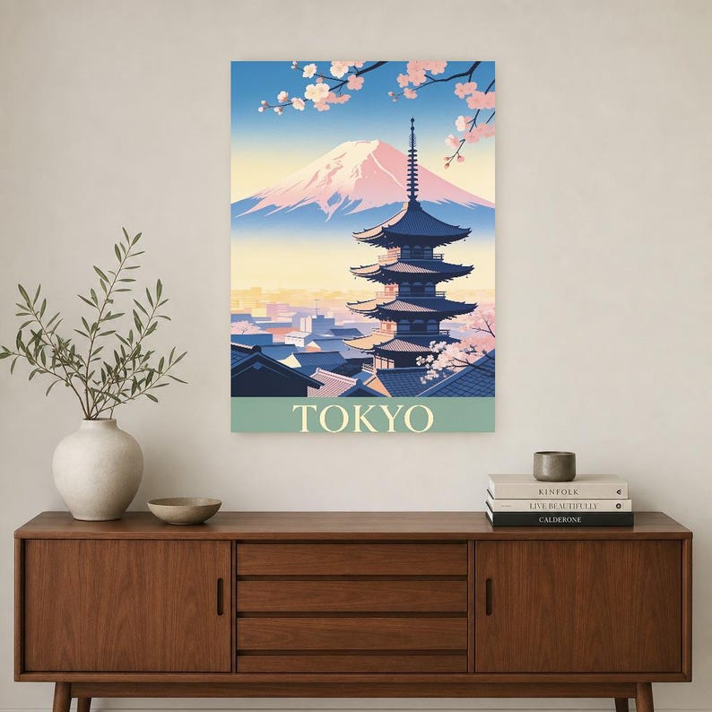 Tokyo Vintage Travel Poster | Retro Japan City Art Print | Housewarming Gift Wall Decor image 3