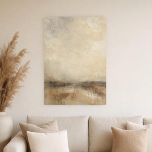 Warm Beige Abstract Wall Art Print | Neutral Color Field Print | Sand Taupe Watercolor Poster | Japandi Minimalist Bedroom Decor image 4