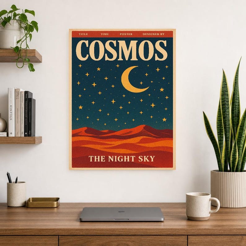 Cosmos Retro Poster | Vintage 70s Wall Art Print | Aesthetic Magazine Print | Mid Century Retro Decor Gift image 10