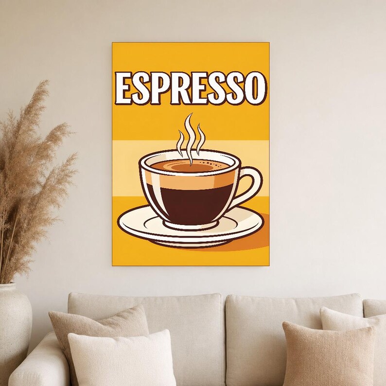 Espresso Kitchen Wall Art Print | Retro Bistro Coffee Poster | Maximalist Cafe Kitchen Print | Dining Room Decor image 5