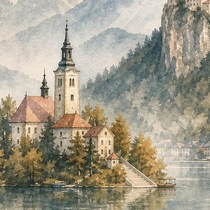 Lake Bled Watercolor image 3