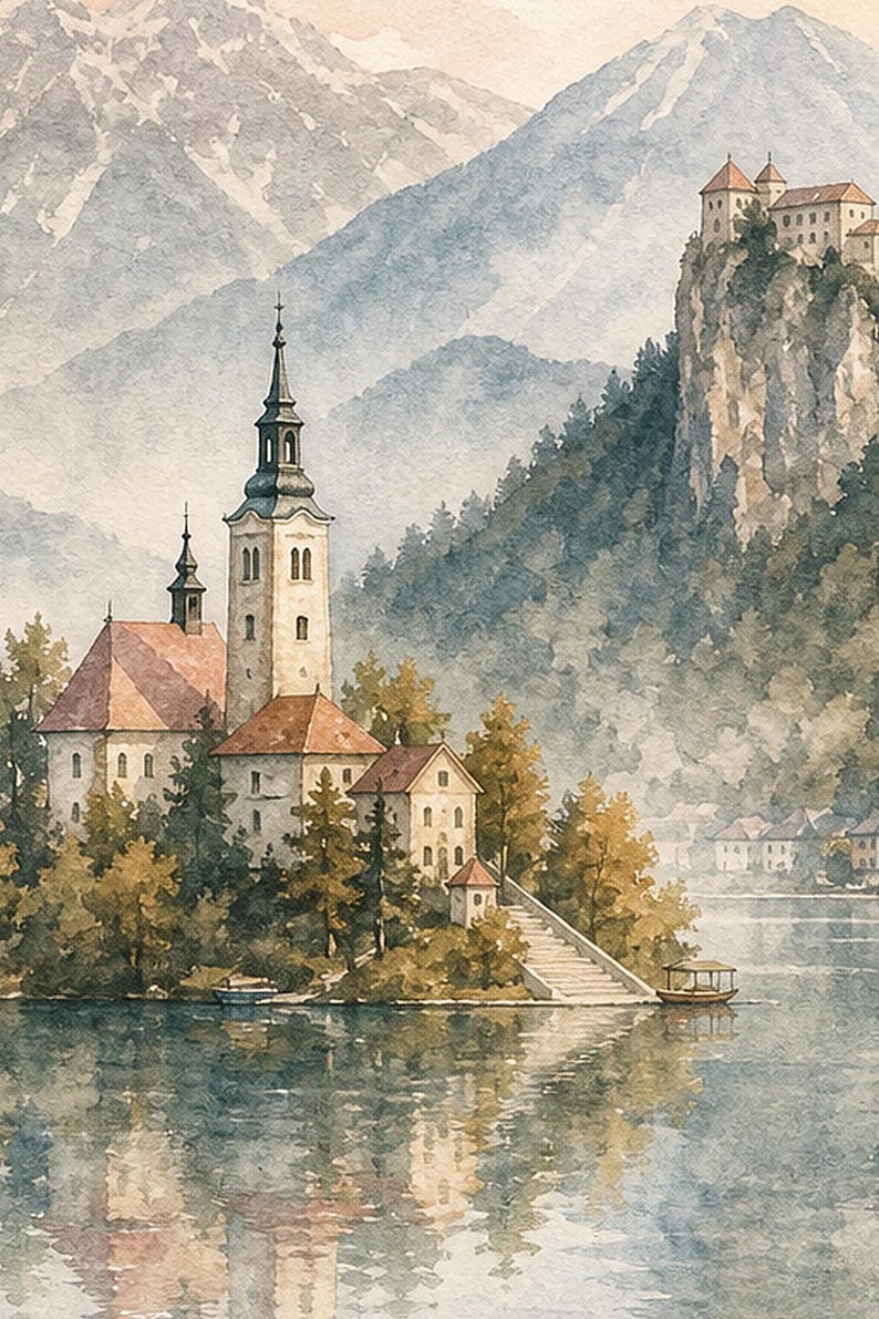 Lake Bled Watercolor image 3