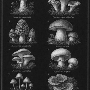 Mushroom Botanical Wall Art Print | Dark Academia Mycology Poster | Vintage Fungi Illustration | Forest Green Natural History Decor image 10