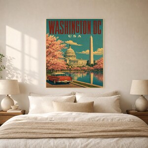 Washington DC Travel Poster | Vintage 1950s Capitol Print | Retro USA Wall Art Print | Mid Century City Decor image 11