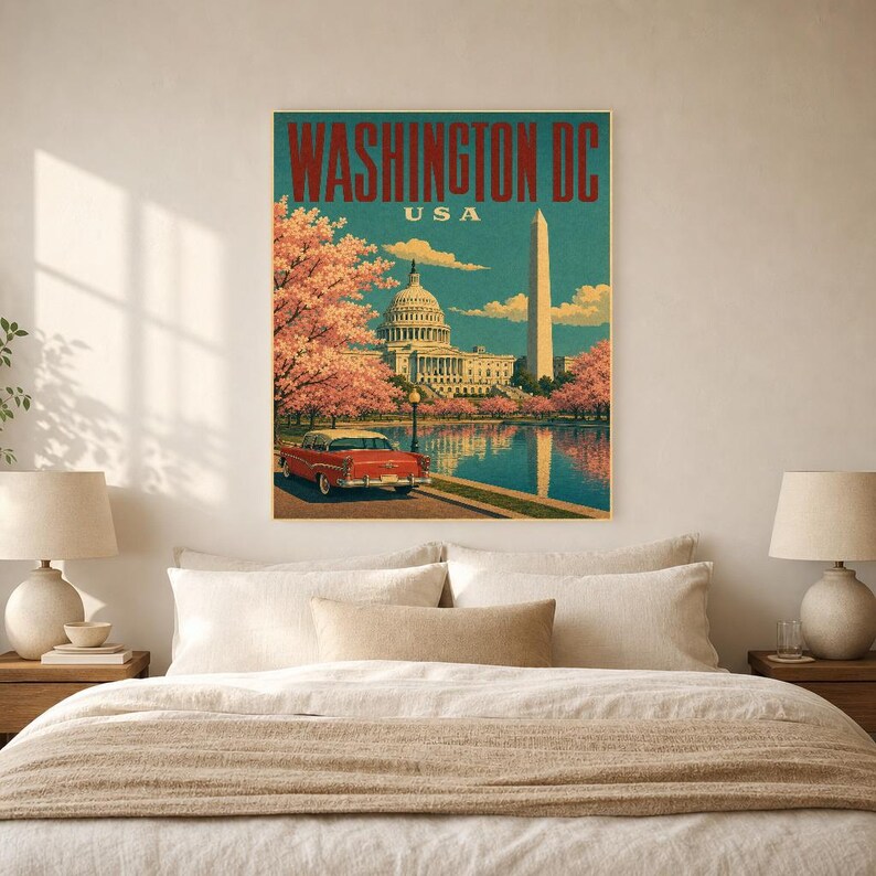 Washington DC Travel Poster | Vintage 1950s Capitol Print | Retro USA Wall Art Print | Mid Century City Decor image 11