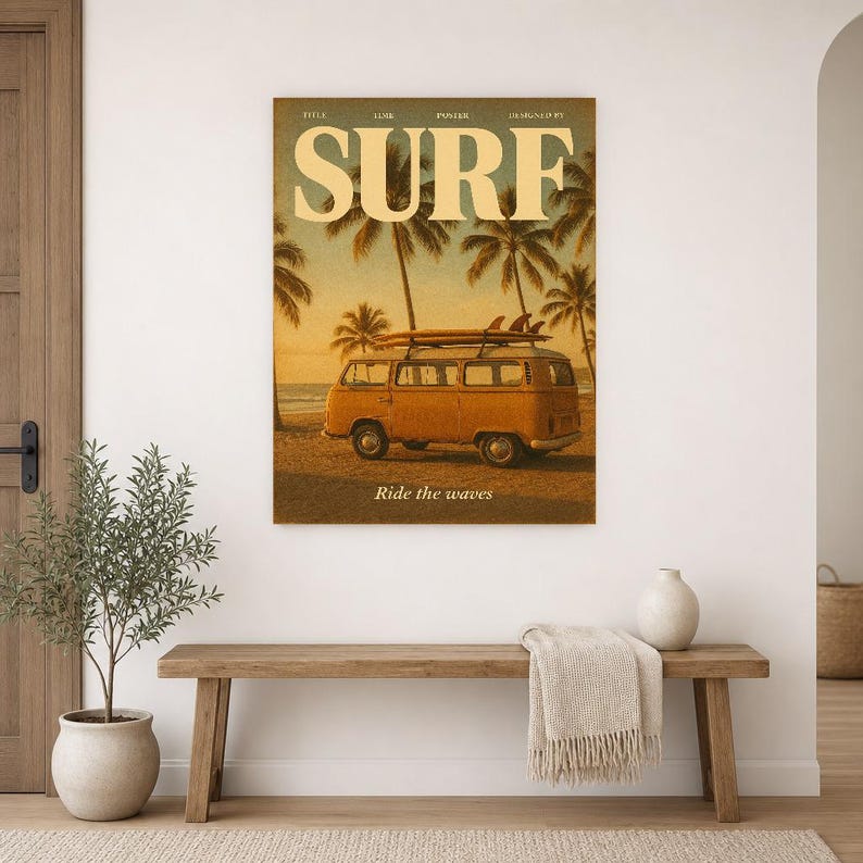 Surfing Retro Poster | Vintage 70s Wall Art Print | Aesthetic Magazine Print | Mid Century Retro Decor Gift image 14