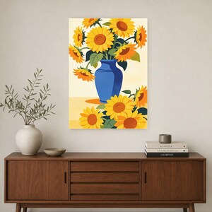 Mediterrane zonnebloemkeukenprint | Dolce Vita Italiaanse Wall Art Print | Eetkamer zomerdecor afbeelding 3