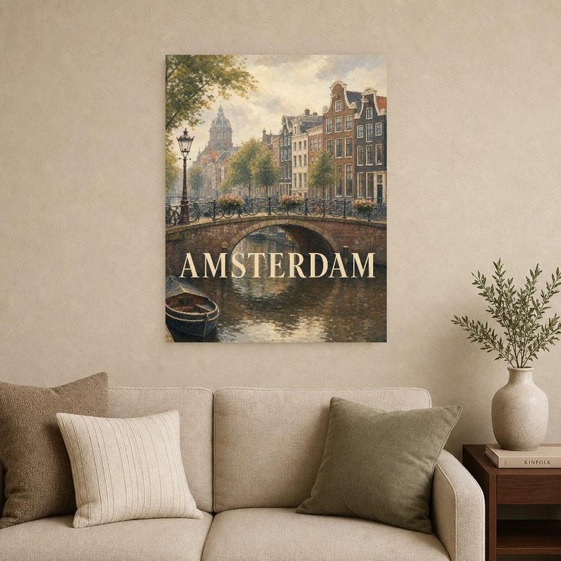 Amsterdam-Reiseposter | Wandbild mit sanfter Malerei (Niederlande) | Stadtmotiv | Gedruckt & Versand Bild 9