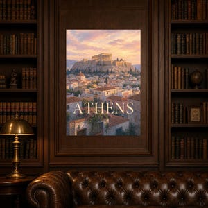Reisposter Athene | Zachte schildering Griekenland Muurdecoratie | Kunstprint met stadsnaam | Gedrukt en verzonden afbeelding 5