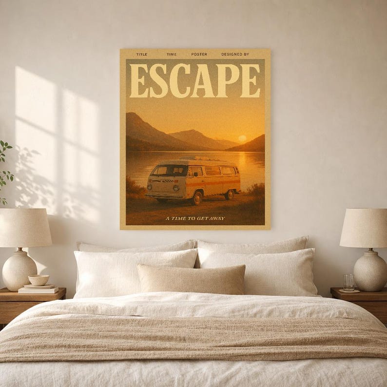 Escape Retro Poster | Vintage 70s Wall Art Print | Aesthetic Magazine Print | Mid Century Retro Decor Gift image 6