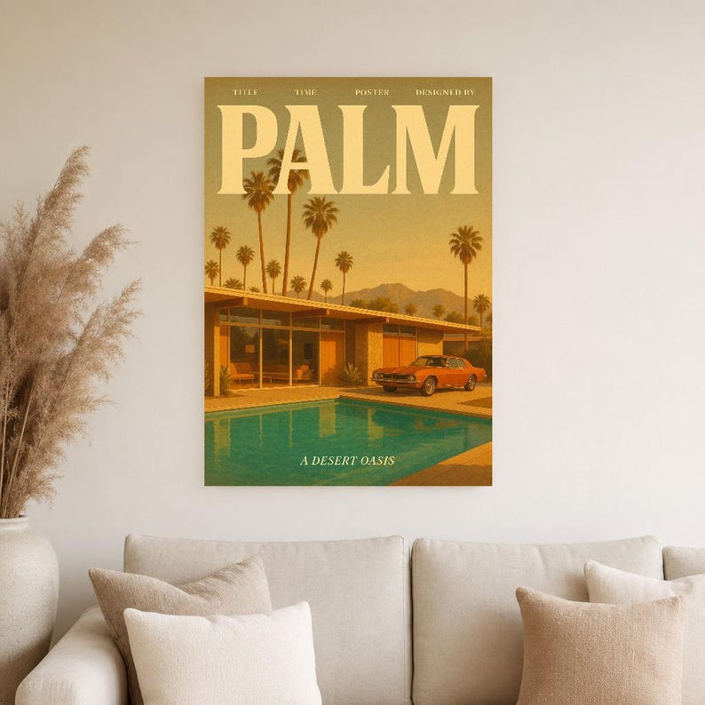 Palm Retro Poster | Vintage 70s Wall Art Print | Aesthetic Magazine Print | Mid Century Retro Decor Gift image 5