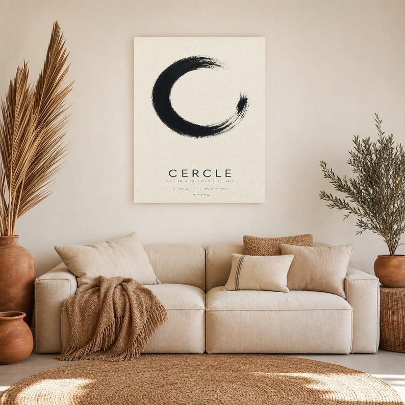 Koło | Abstrakcyjna sztuka ścienna | Nowoczesny plakat galeryjny | Minimalistyczny wydruk | Wydruk i wysyłka zdjęcie 7