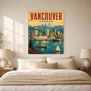 Vancouver Travel Poster | Vintage Harbor Print | Canada Wall Art | Printed & Shipped image 6