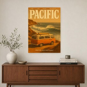 Pacific Retro Poster | Vintage 70s Wall Art Print | Aesthetic Magazine Print | Mid Century Retro Decor Gift image 3