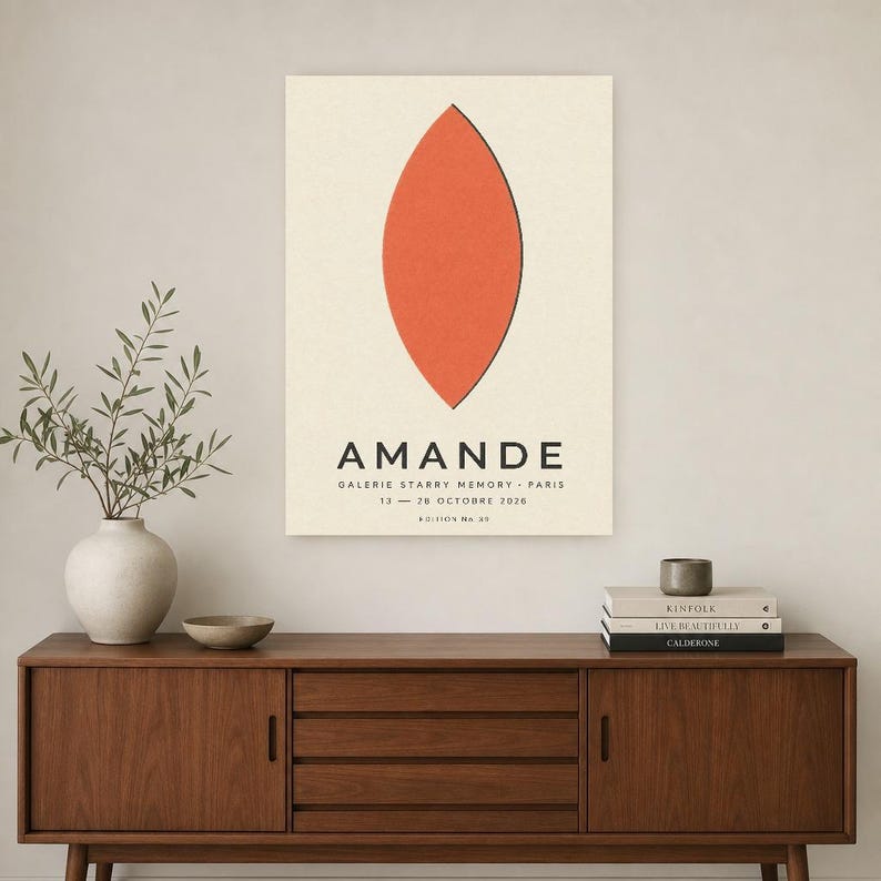 Almendra | Arte abstracto para pared | Póster de galería moderno | Impresión minimalista | Impreso y enviado imagen 2